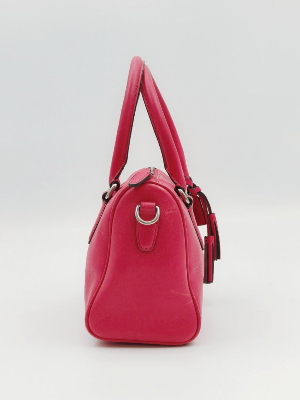 Coach Pink Leather Satchel Crossbody Bag Tassel Zip Top Silver Hardware - Picture 5 of 13